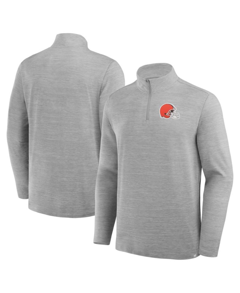Men's Heather Gray Cleveland Browns Clutch Quarter-Zip Pullover Sweatshirt