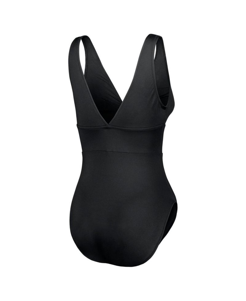 Women's Black Florida Gators Palm Modern V-Neck One-Piece Swimsuit