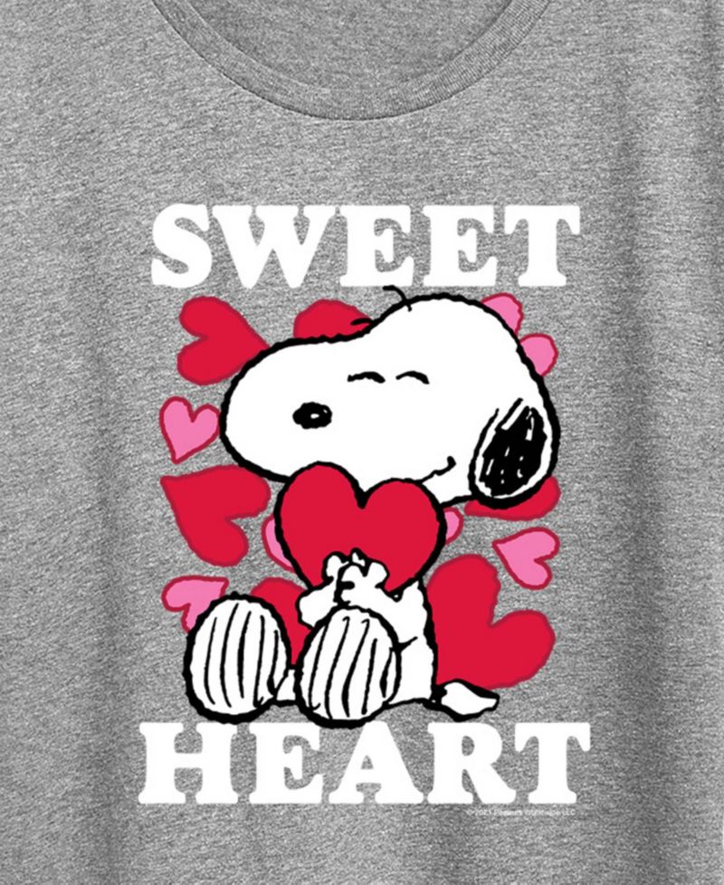 Women's Peanuts Snoopy Sweet Heart Valentine Short-Sleeve Graphic T-Shirt