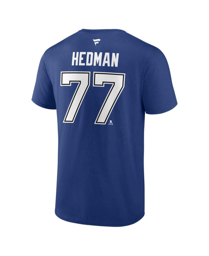Men's Victor Hedman Blue Tampa Bay Lightning Authentic Stack Name & Number T-Shirt