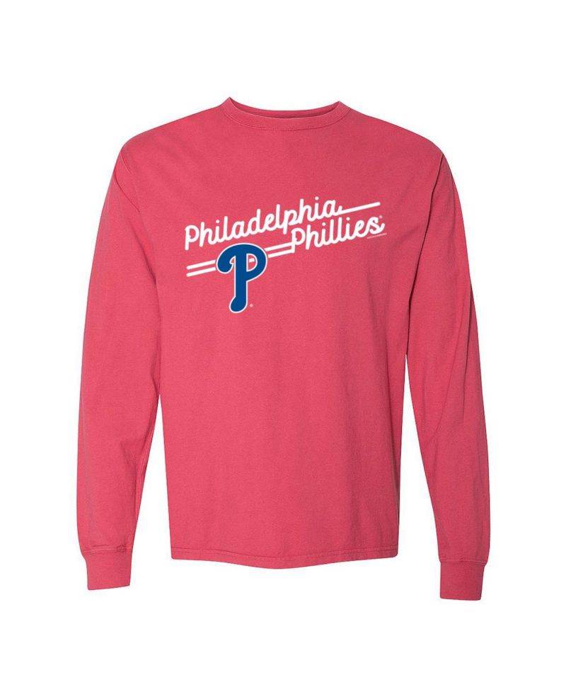 Women's Red Philadelphia Phillies Pigment Dye Long Sleeve T-Shirt