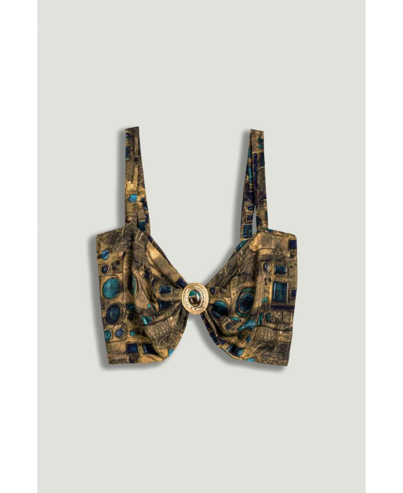 Women's Printed Ring Detail Crop Top