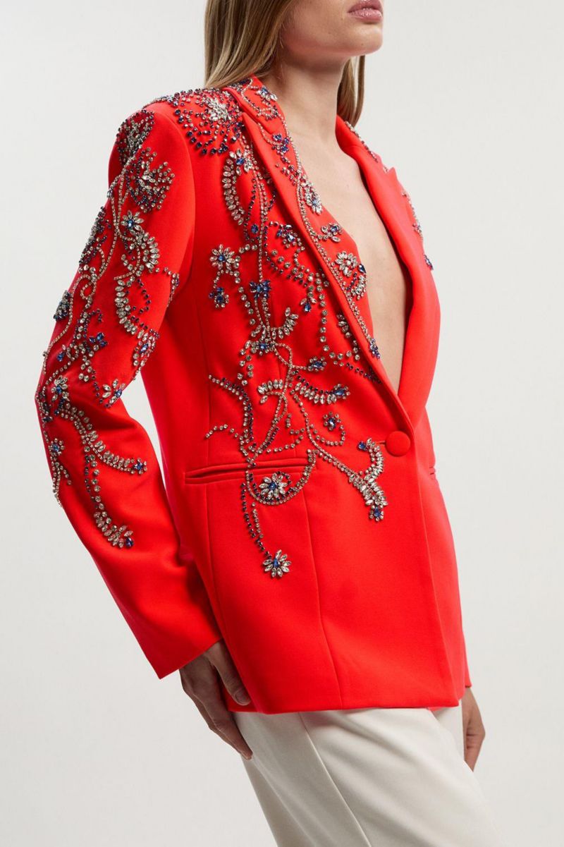 Women's Embellished Single Breasted Blazer