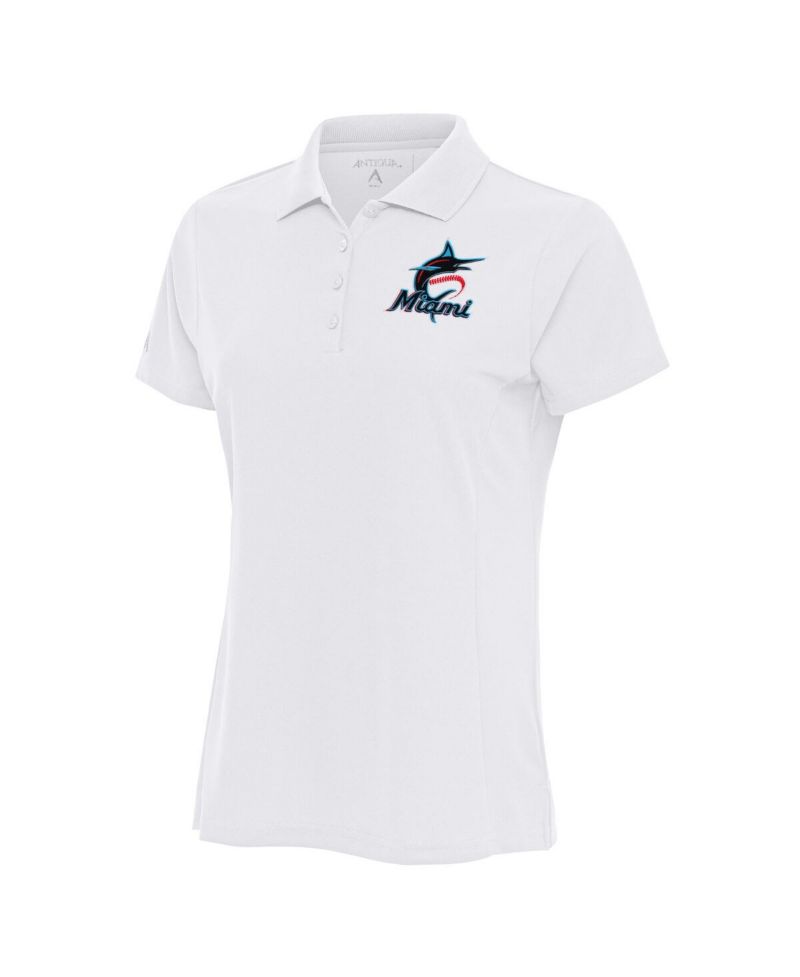 Women's White Miami Marlins Logo Legacy Pique Polo Shirt
