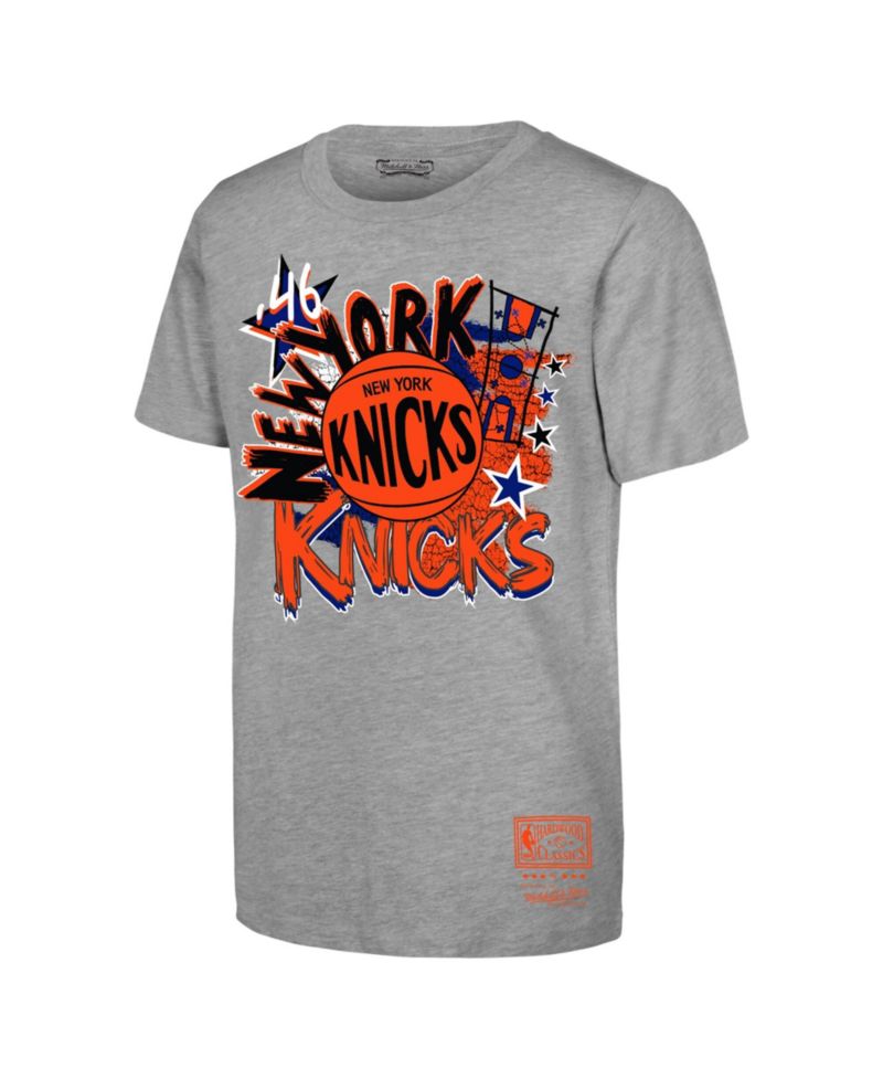 Mitchell Ness Juvenile Heather Gray New York Knicks Play By Play T-Shirt