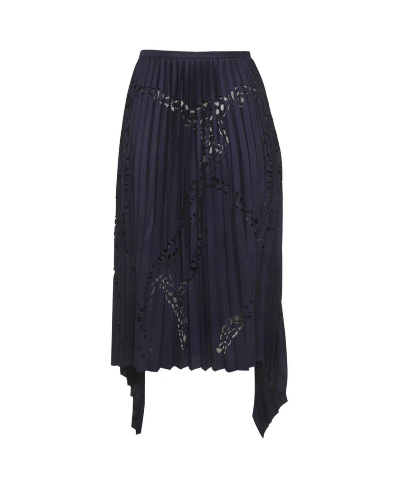 Women's Laser Cut Plisse High Low Hem Skirt
