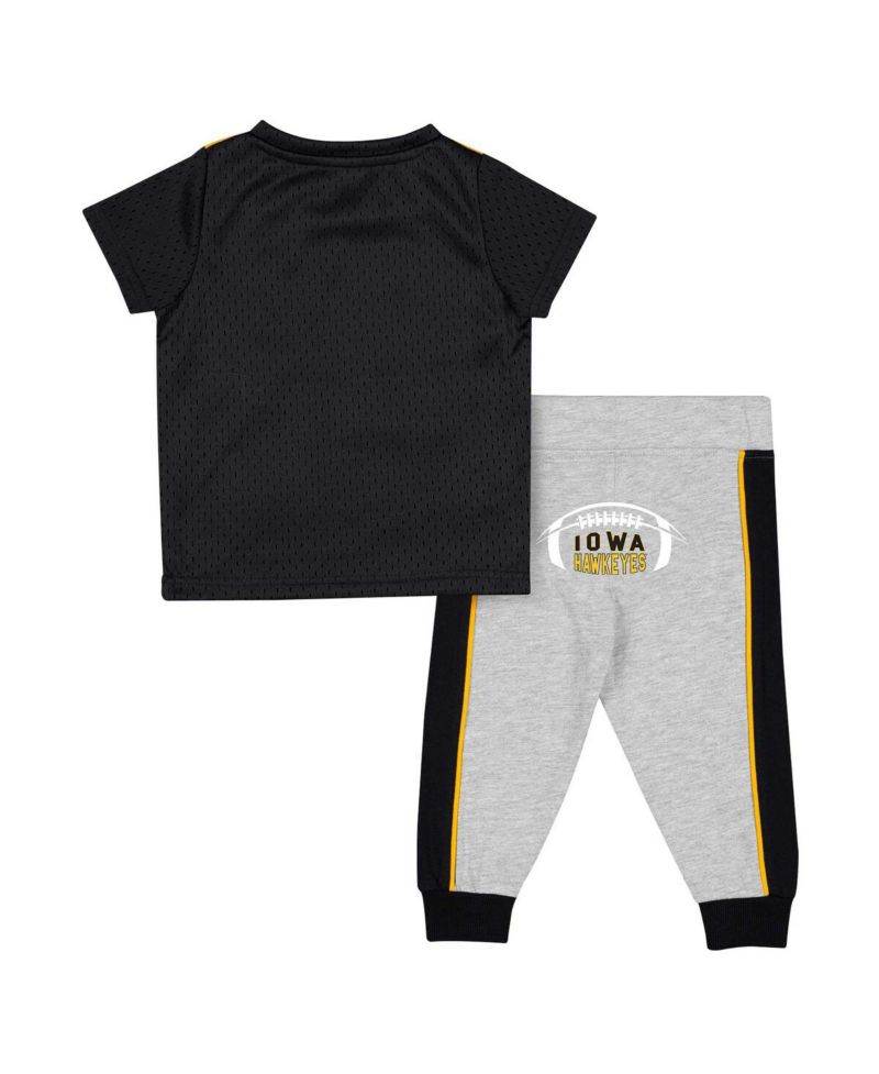 Baby Boys and Girls Black/Heather Gray Iowa Hawkeyes Ka-Boot-It Jersey Pants Set