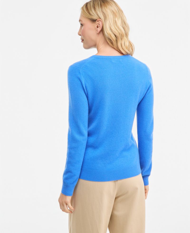100% Cashmere Women's Petite Long-Sleeve Crewneck Sweater