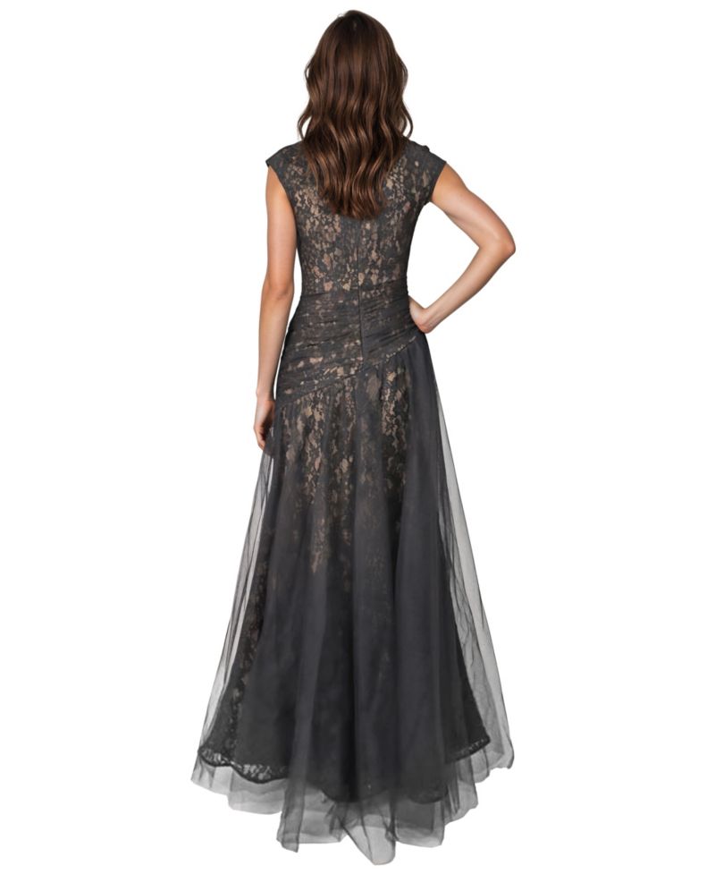 Women's Lace A-Line Bateau-Neck Gown