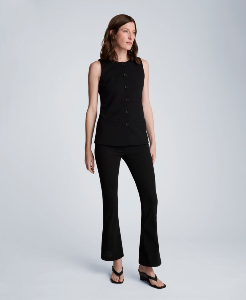 Textured Knit Pull On Flare Pant with Inner Short
