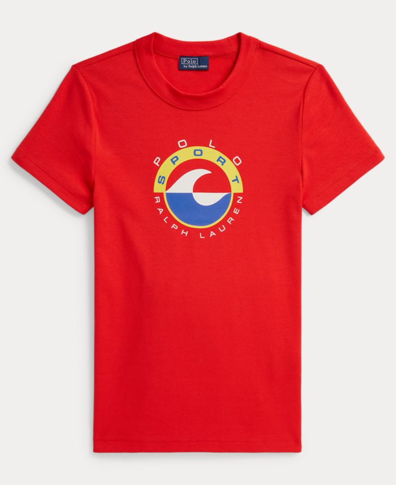 Women's Wave Crewneck Logo Rib Knit T-Shirt