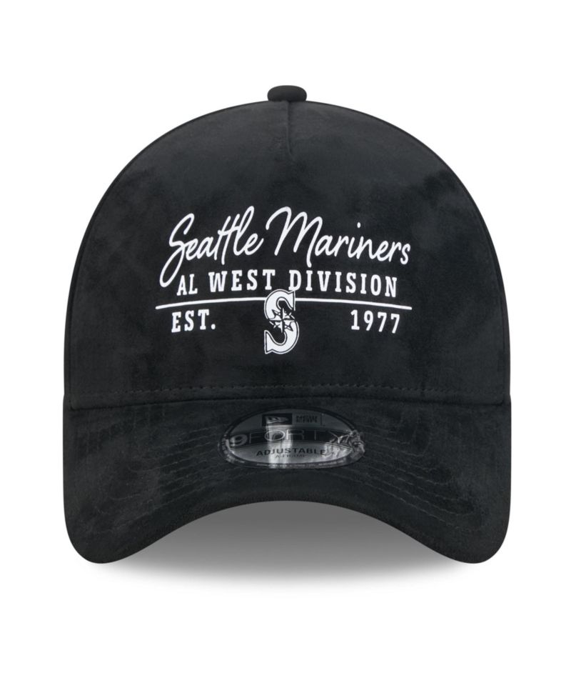 Men's and Women's Black Seattle Mariners Script Text 9FORTY A-Frame Adjustable Hat