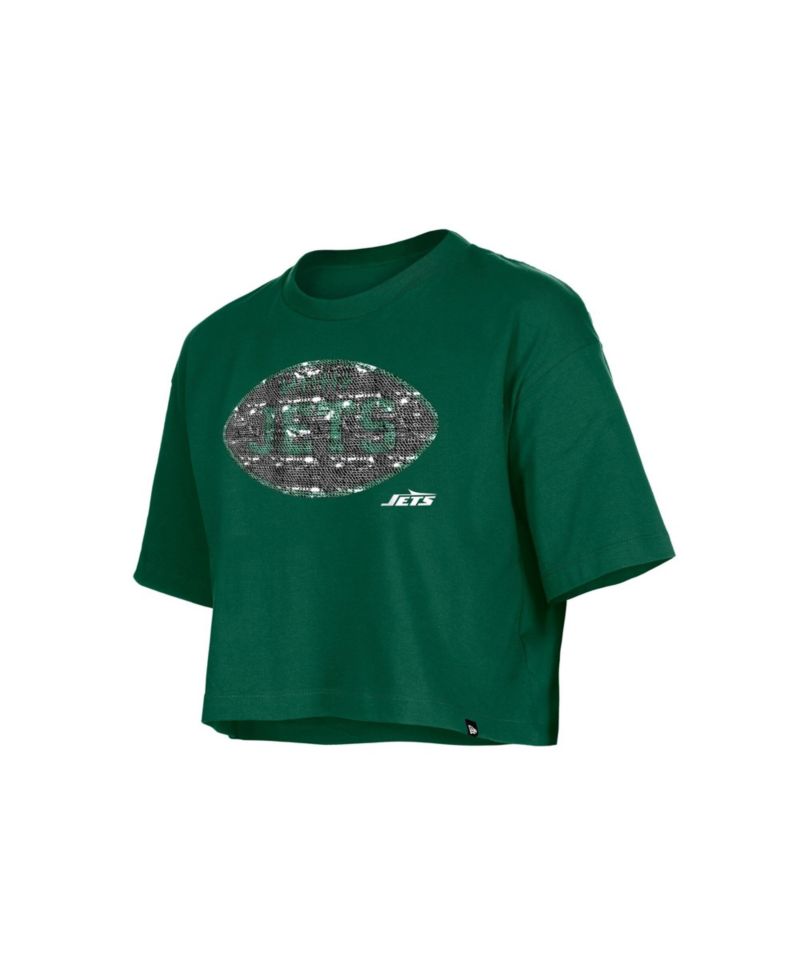 Girl's Green New York Jets Flip Sequin Boxy T-Shirt