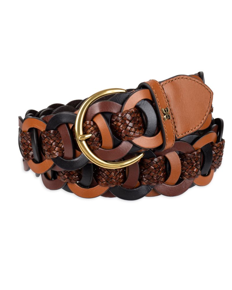 Women's Casual Woven Linked Genuine Leather Belt