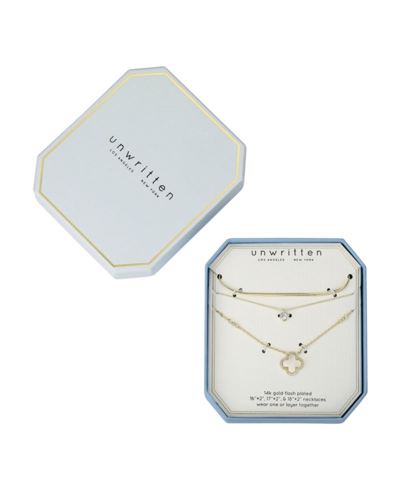 Cubic Zirconia and Mother of Pearl Clover Necklace Set