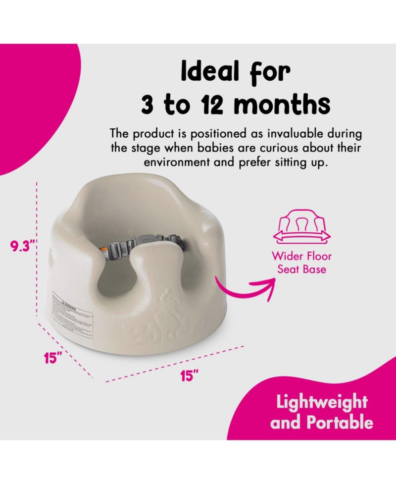Infant Floor Seat Baby Sit Up Chair with Adjustable Safety Harness, Taupe