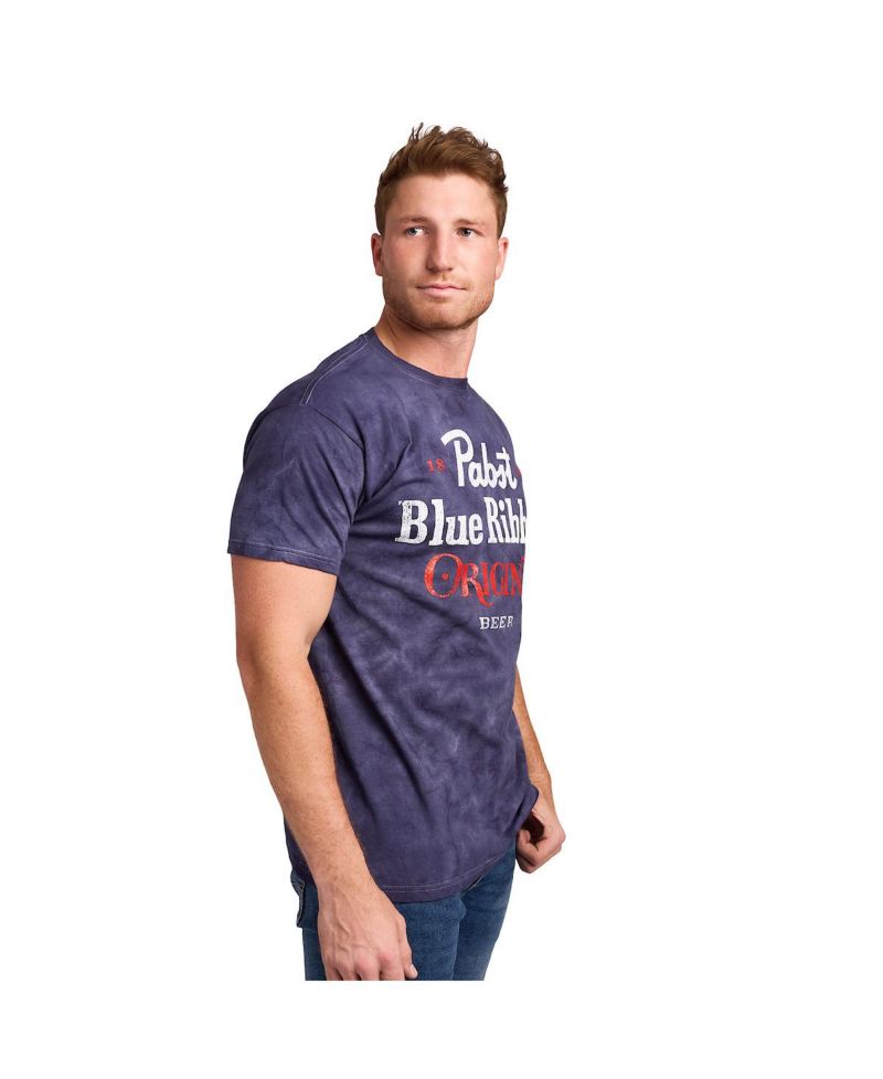 Men's Original Blue Crystal Wash Crew Neck Short Sleeve T-shirt-Medium