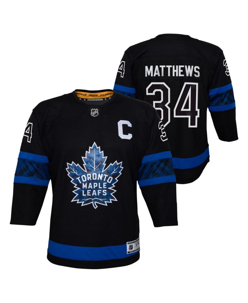 Big Boys and Girls Auston Matthews Black Toronto Maple Leaf's Alternate Premier Player Jersey