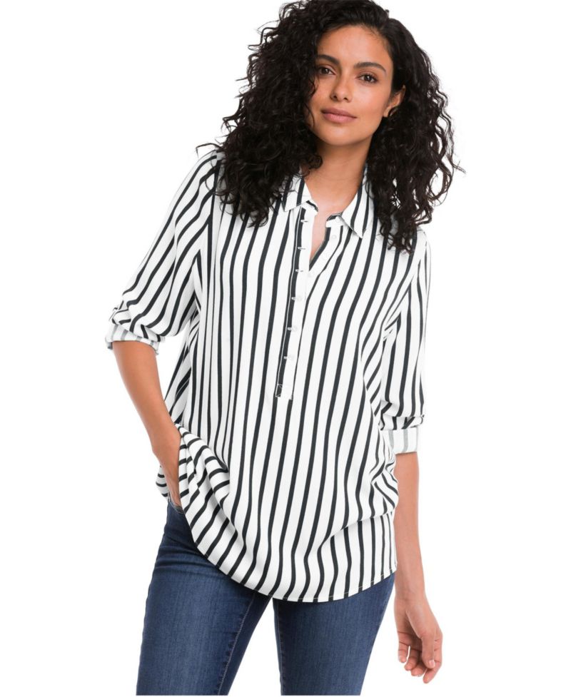 Women's Button Placket Popover Tunic