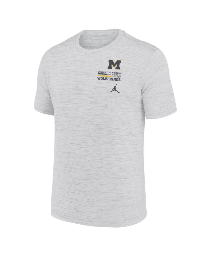 Men's White Michigan Wolverines Velocity Stacked Performance T-Shirt
