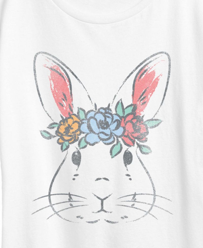 Plus Size Instant Message Bunny Face Vintage Faded Short-Sleeve Graphic T-Shirt