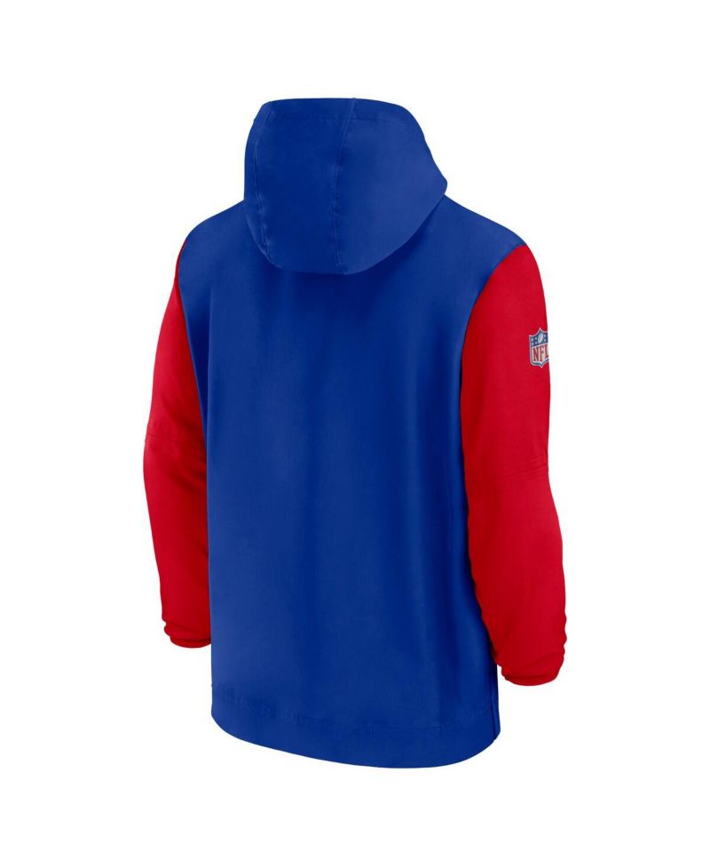 Men's Royal/Red Buffalo Bills 2024/25 Sideline Pre-Game Player 1/2-Zip Hoodie Jacket