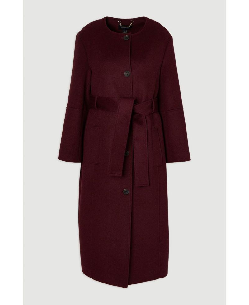 Women's Wool Single Breasted Belted Maxi Coat