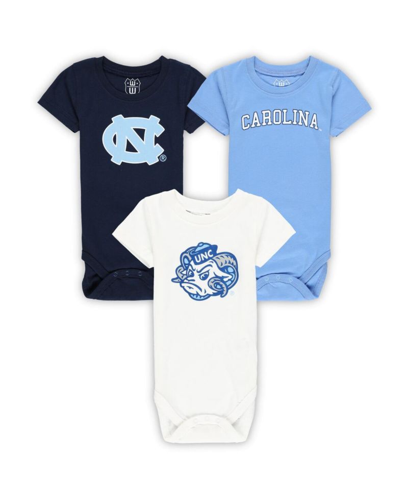 Baby Boys and Girls 3-Pack North Carolina Tar Heels Bodysuit Set