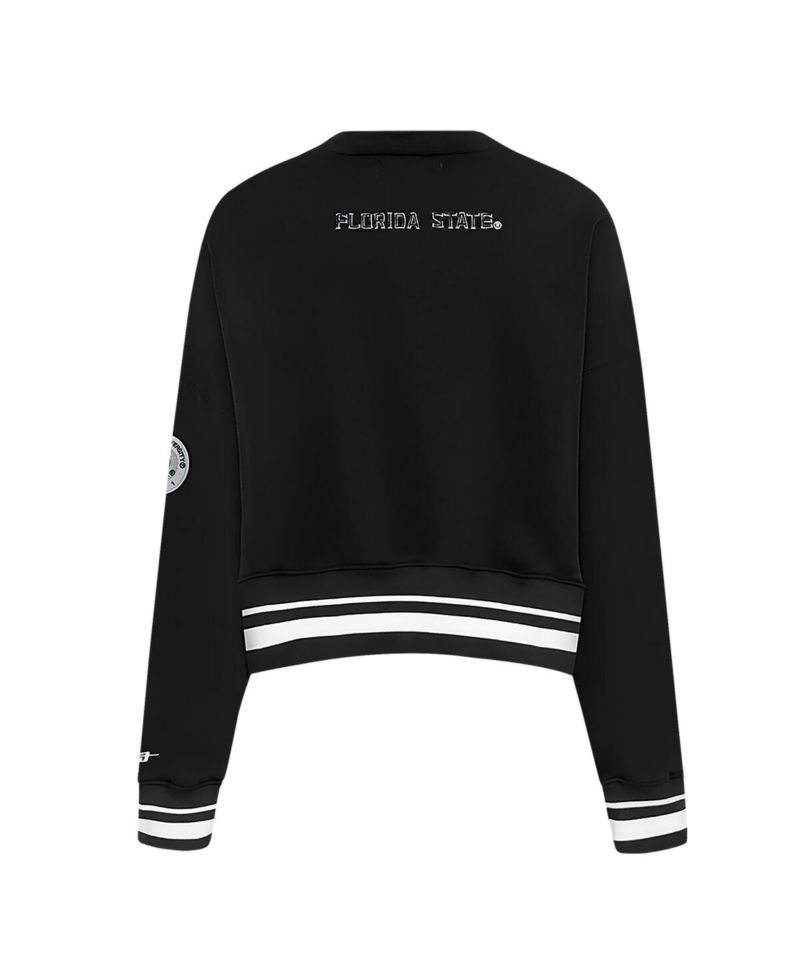 Women's Black Florida State Seminoles Cultivated-Pearl Cropped Pullover Sweatshirt