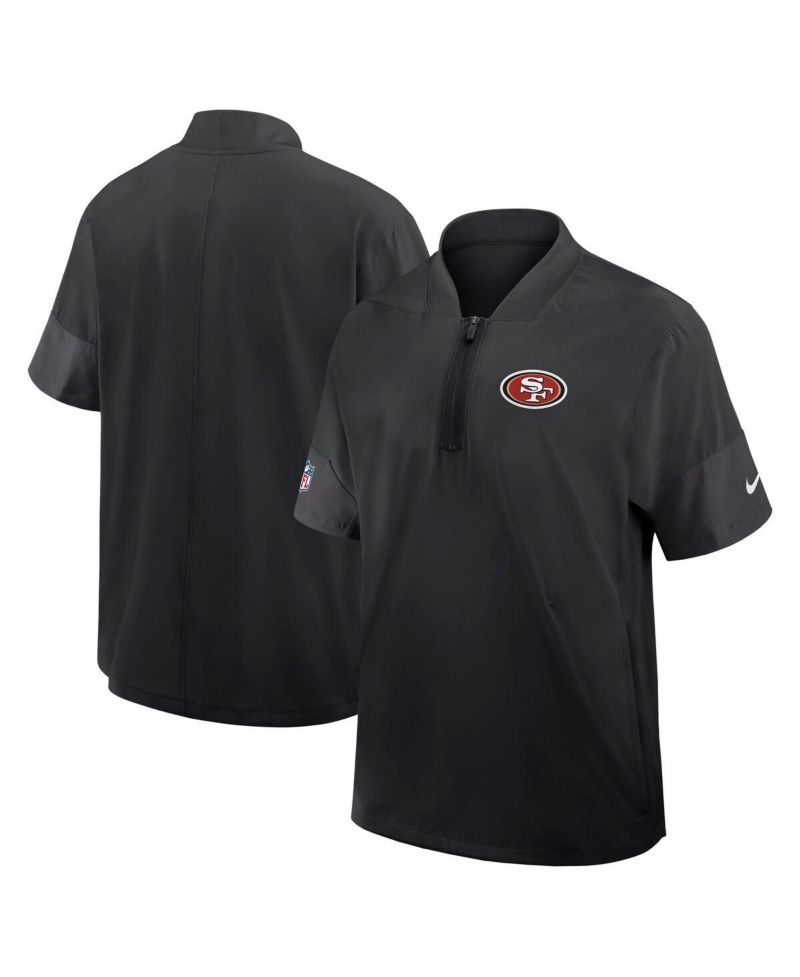 Men's Black San Francisco 49ers Sideline Short Sleeve Quarter-Zip Performance Coach Jacket