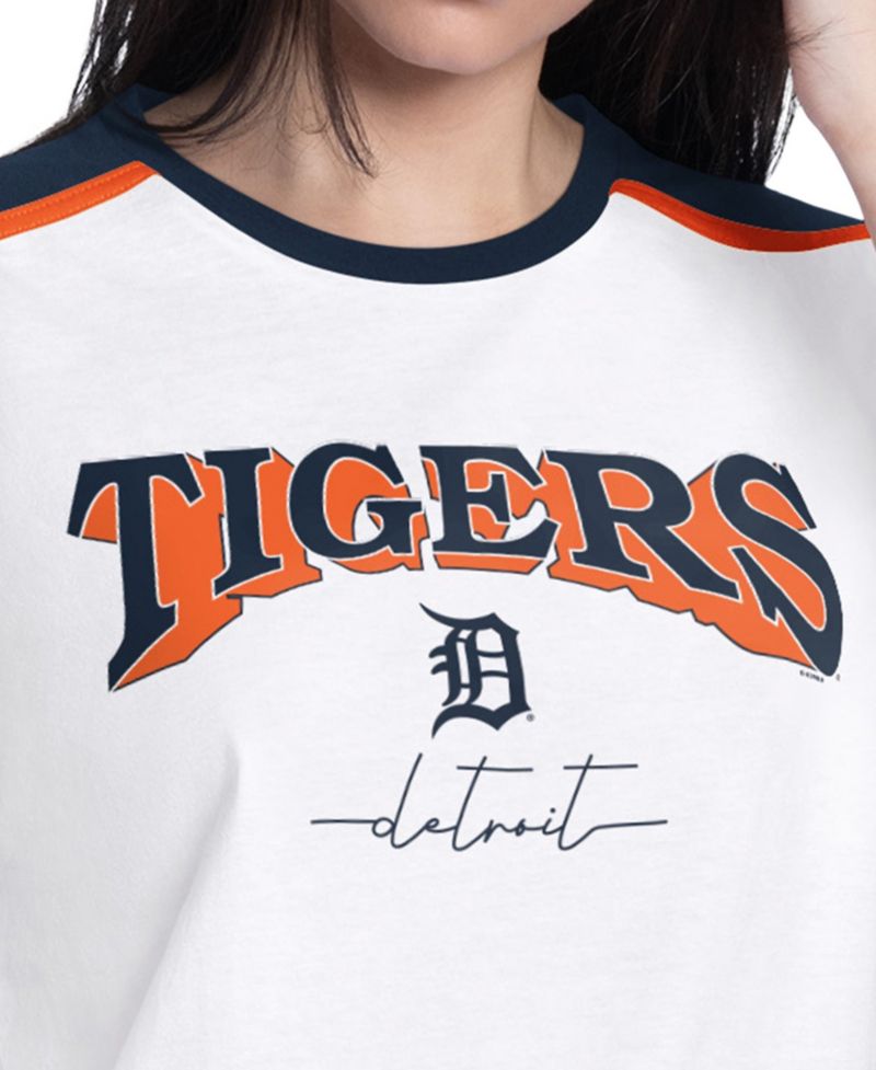Women's White Detroit Tigers First Lane Fashion T-Shirt