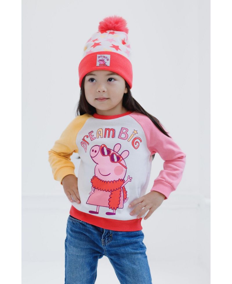 Little Girls Fleece 2-Piece Sweatshirt and Hat Set