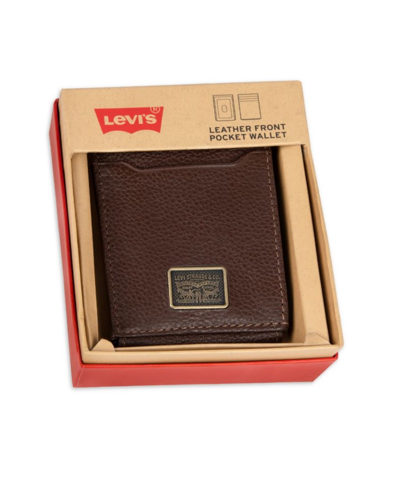 Men's RFID Genuine Leather Card Case Wallet with Magnetic Money Clip