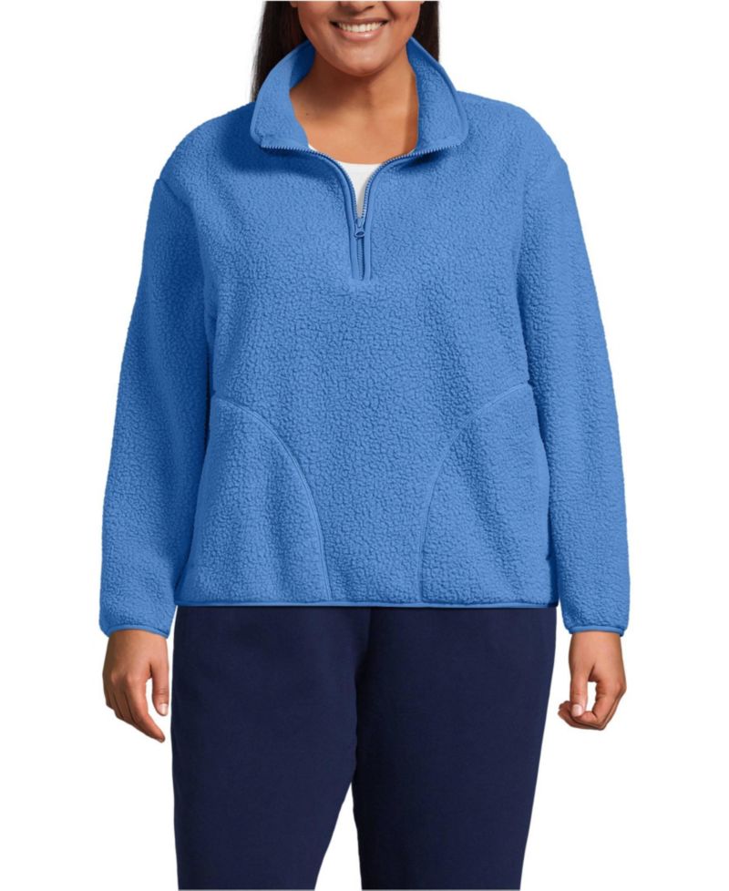 Plus Size High Pile Half Zip Fleece Pullover
