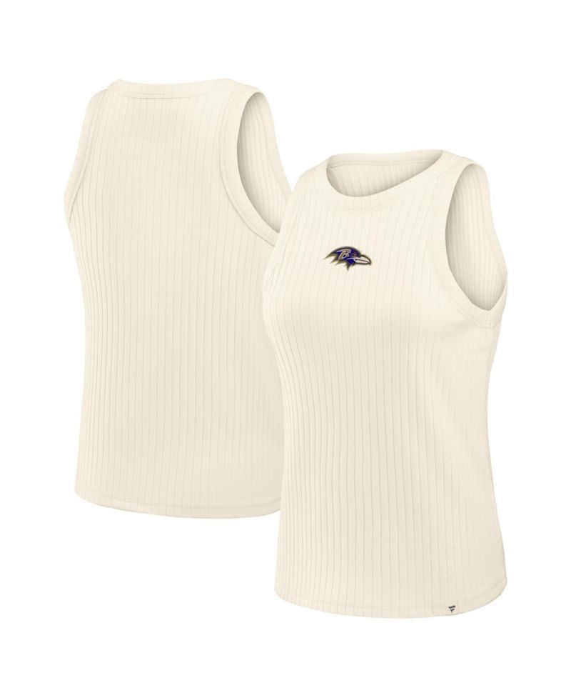 Women's Cream Baltimore Ravens Star Play Tri-Blend Ribbed Tank Top