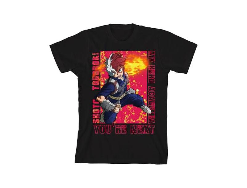 Shoto Todoroki Fighting Pose Youth Boy Black Short Sleeve Tee