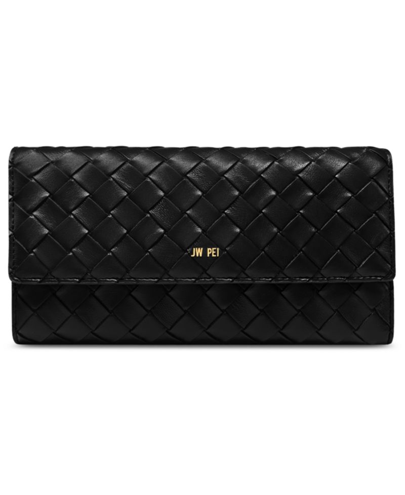 Woven Pebbled Gold-Tone Hardware Wallet