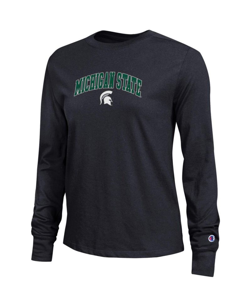 Women's Black Michigan State Spartans Arch Over Logo Long Sleeve T-Shirt