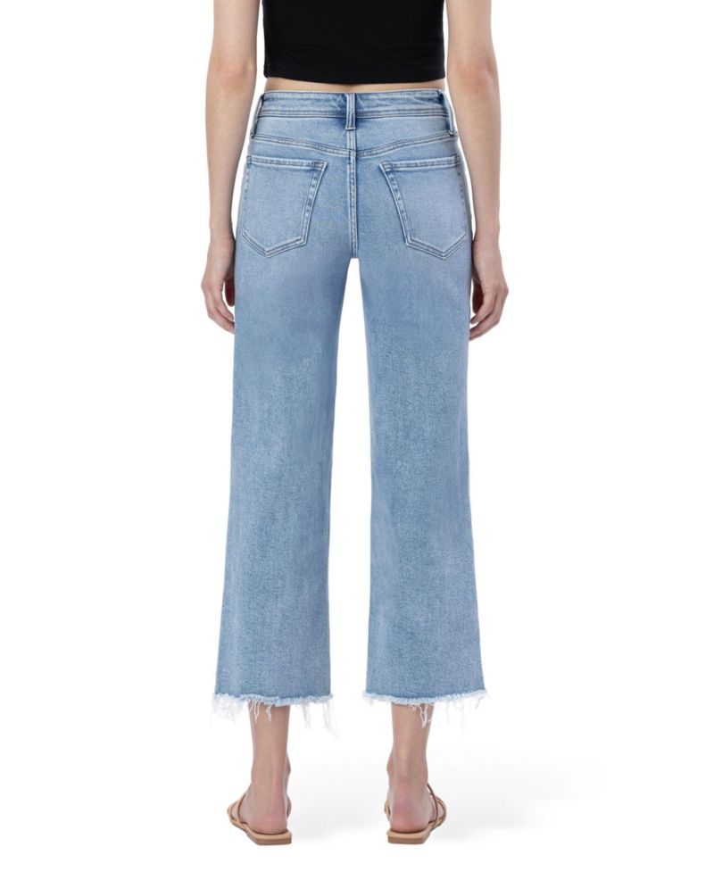 Women's High Rise Crop Slim Wide Leg Jeans