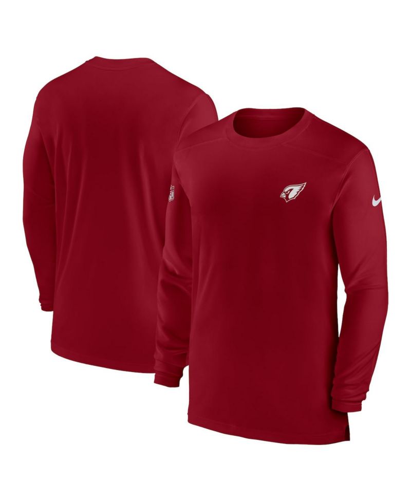 Men's Cardinal Arizona Cardinals Sideline Coach Performance Long Sleeve T-shirt