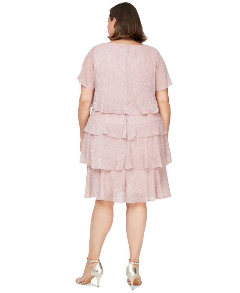 Plus Size Tiered Metallic Dress