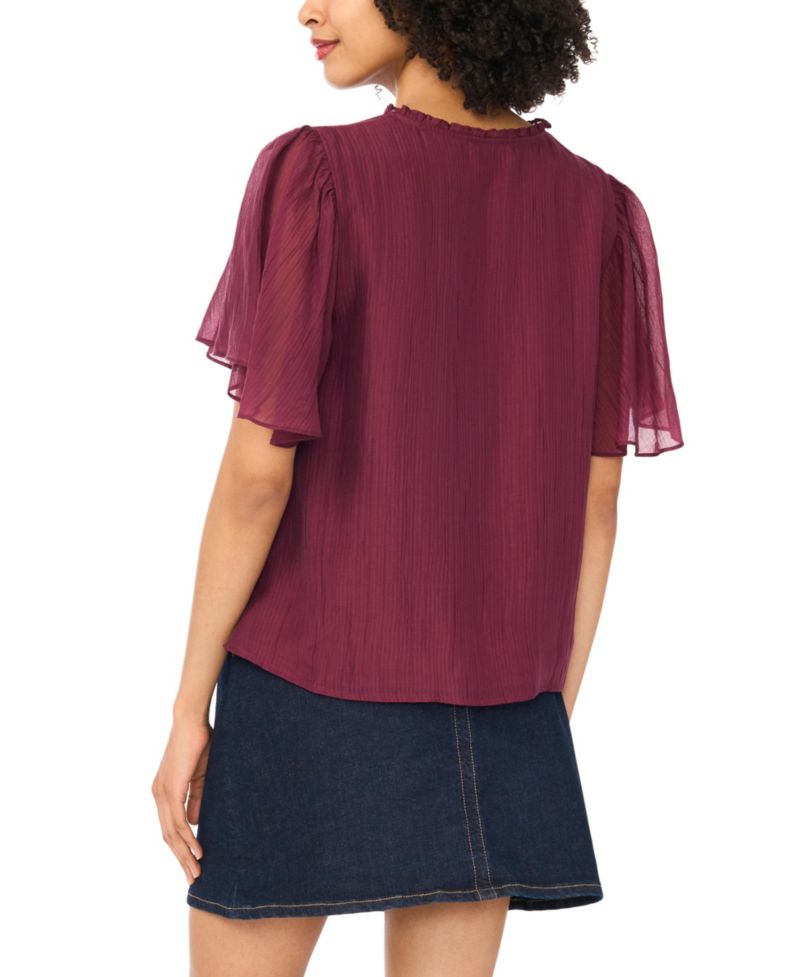 Women's Tie-Neck Short-Sleeve Blouse
