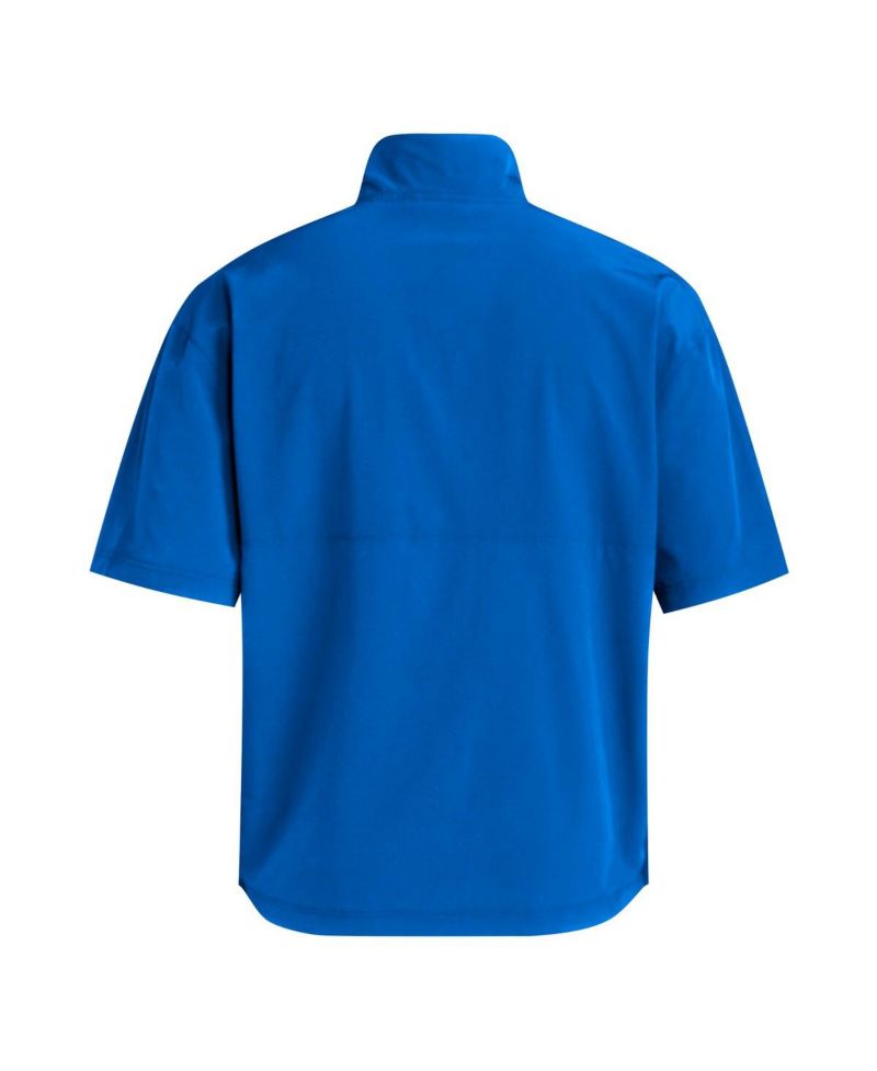 Men's Royal Kansas Jayhawks Woven Quarter-Zip Short Sleeve Pullover Hoodie