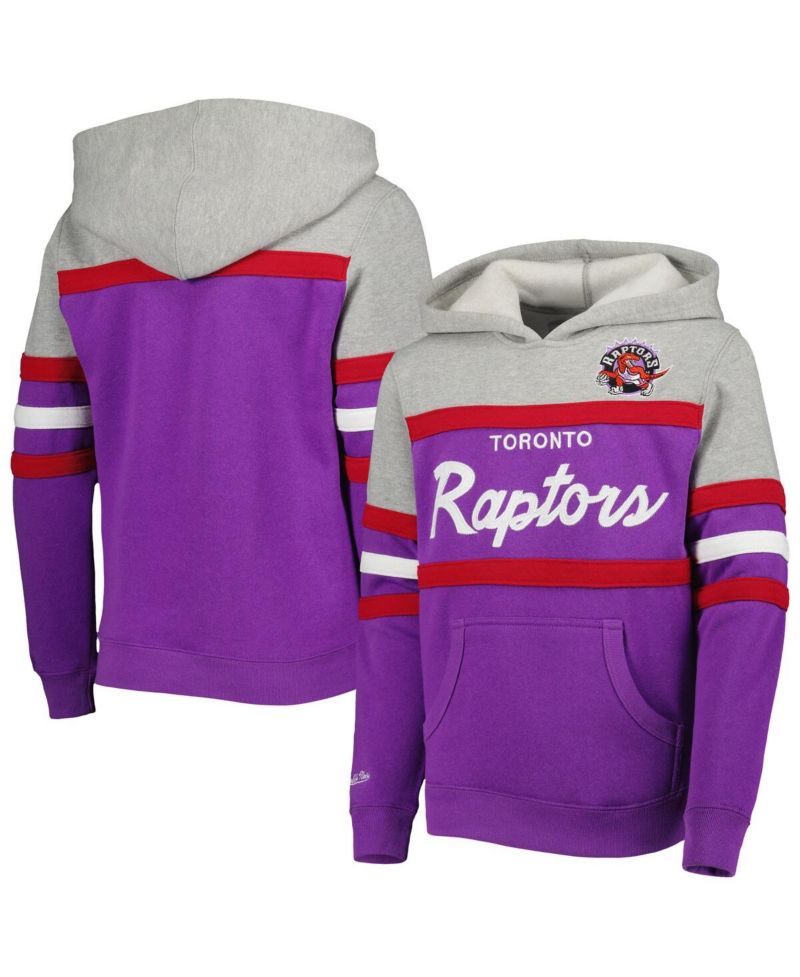Big Boys and Girls Heather Gray, Purple Toronto Raptors Hardwood Classics Head Coach Pullover Hoodie