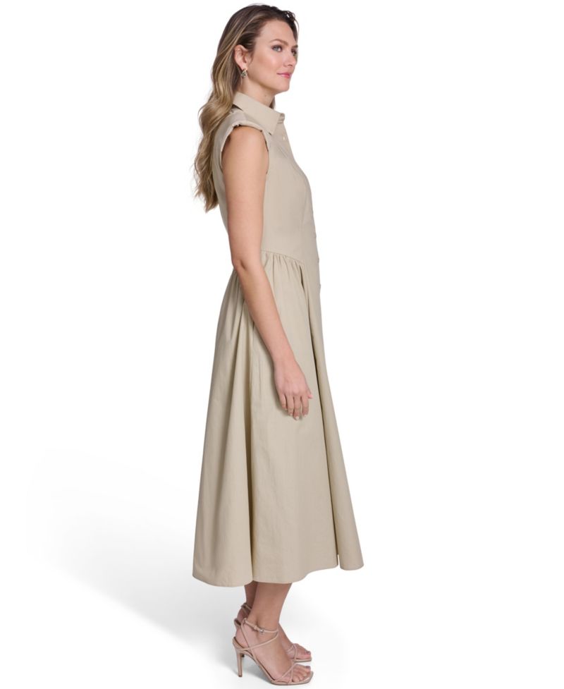 Petite Sleeveless Collared Shirt-Dress
