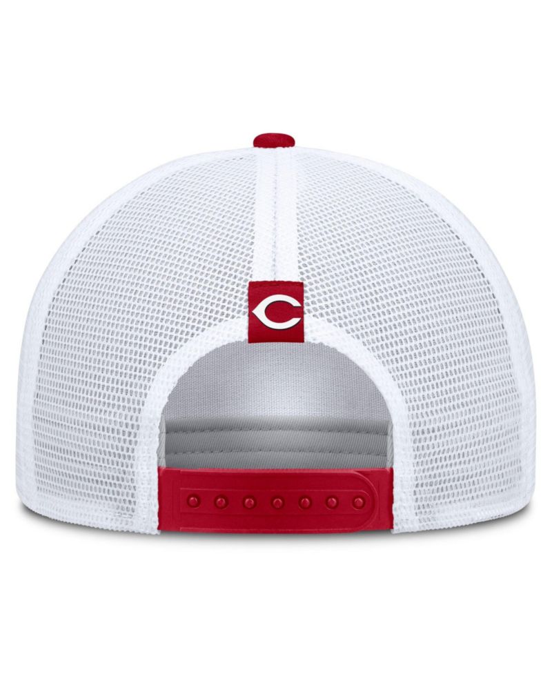 Men's Khaki/Red Cincinnati Reds Rise A-Frame Trucker Adjustable Hat