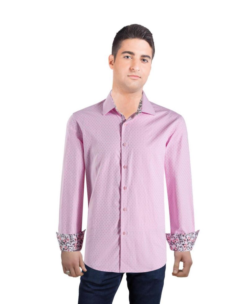 Men's Slim Fit Jacquard Dot Button-Down Shirt