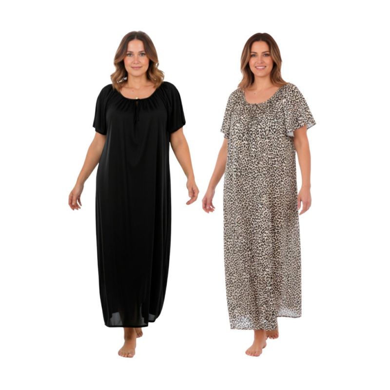 Plus Size Only Necessities 2-Pack Long Silky Gown