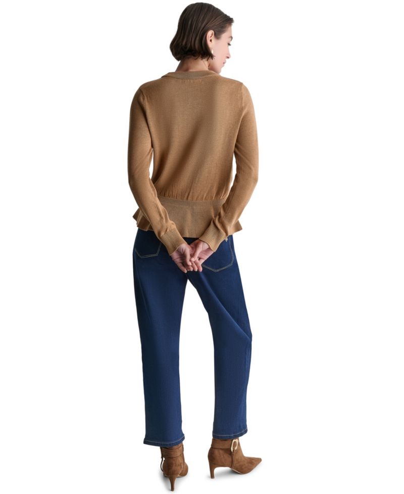 Women's Argyle Peplum Crewneck Sweater