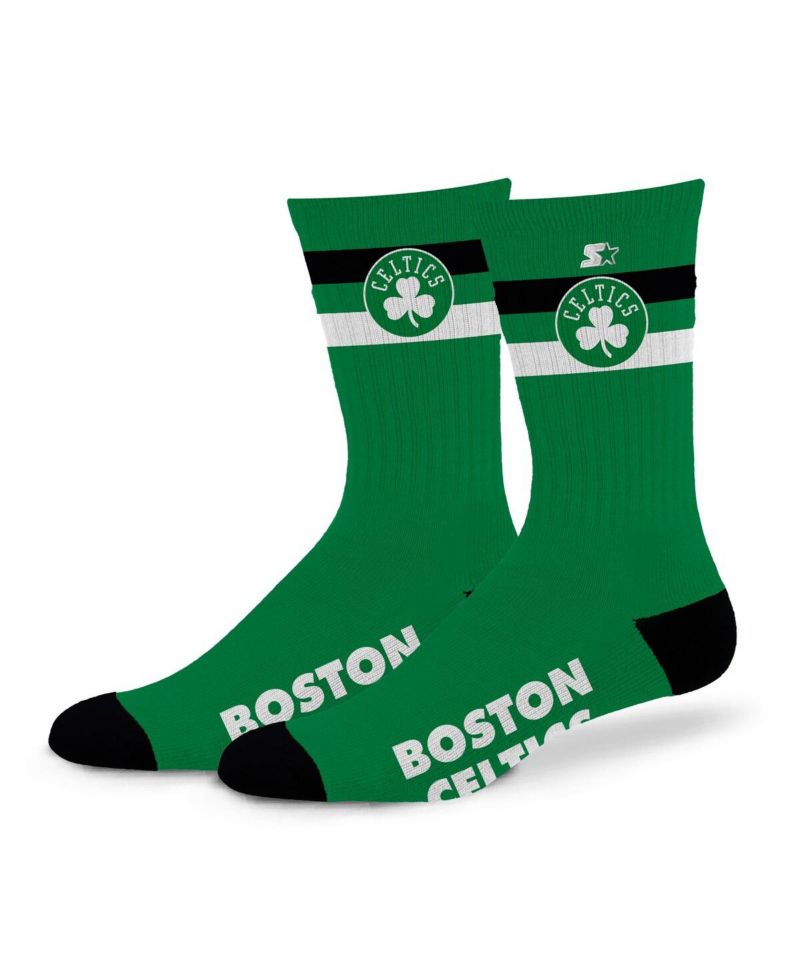 Men's and Women's Boston Celtics Team Color Two-Stripe Crew Socks